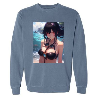 Anime Girl Bikini Garment-Dyed Sweatshirt