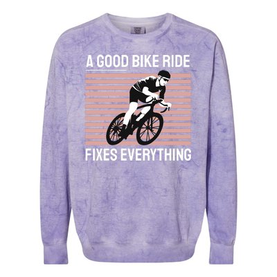 A Good Bike Ride Fixes Everything Colorblast Crewneck Sweatshirt