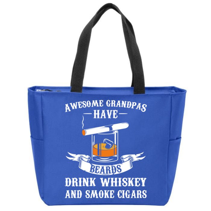 Awesome Grandpa's Beards Whiskey And Cigars Cigars Gift Zip Tote Bag