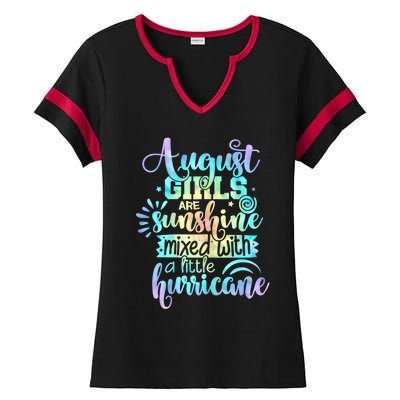 August Girl Birthday Tie Dye Ladies Halftime Notch Neck Tee