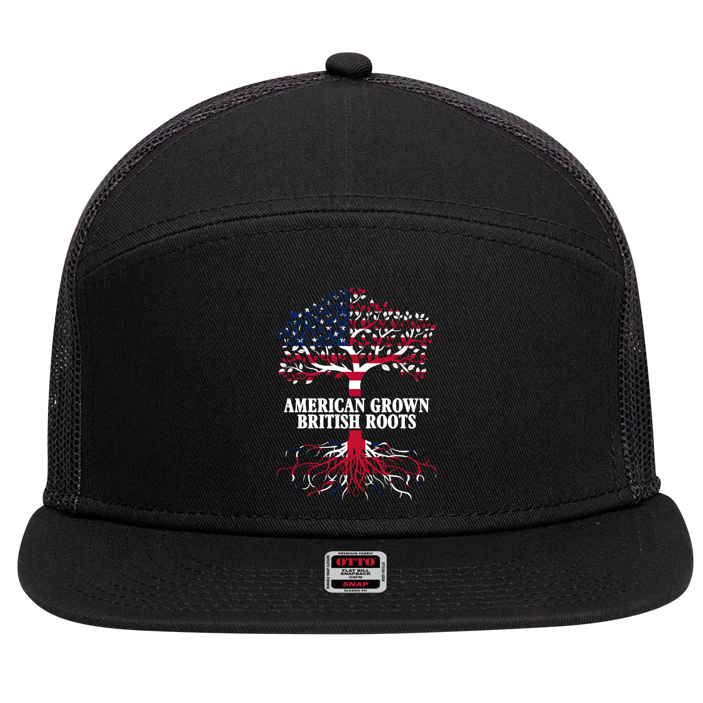 American Grown British Roots 7 Panel Mesh Trucker Snapback Hat