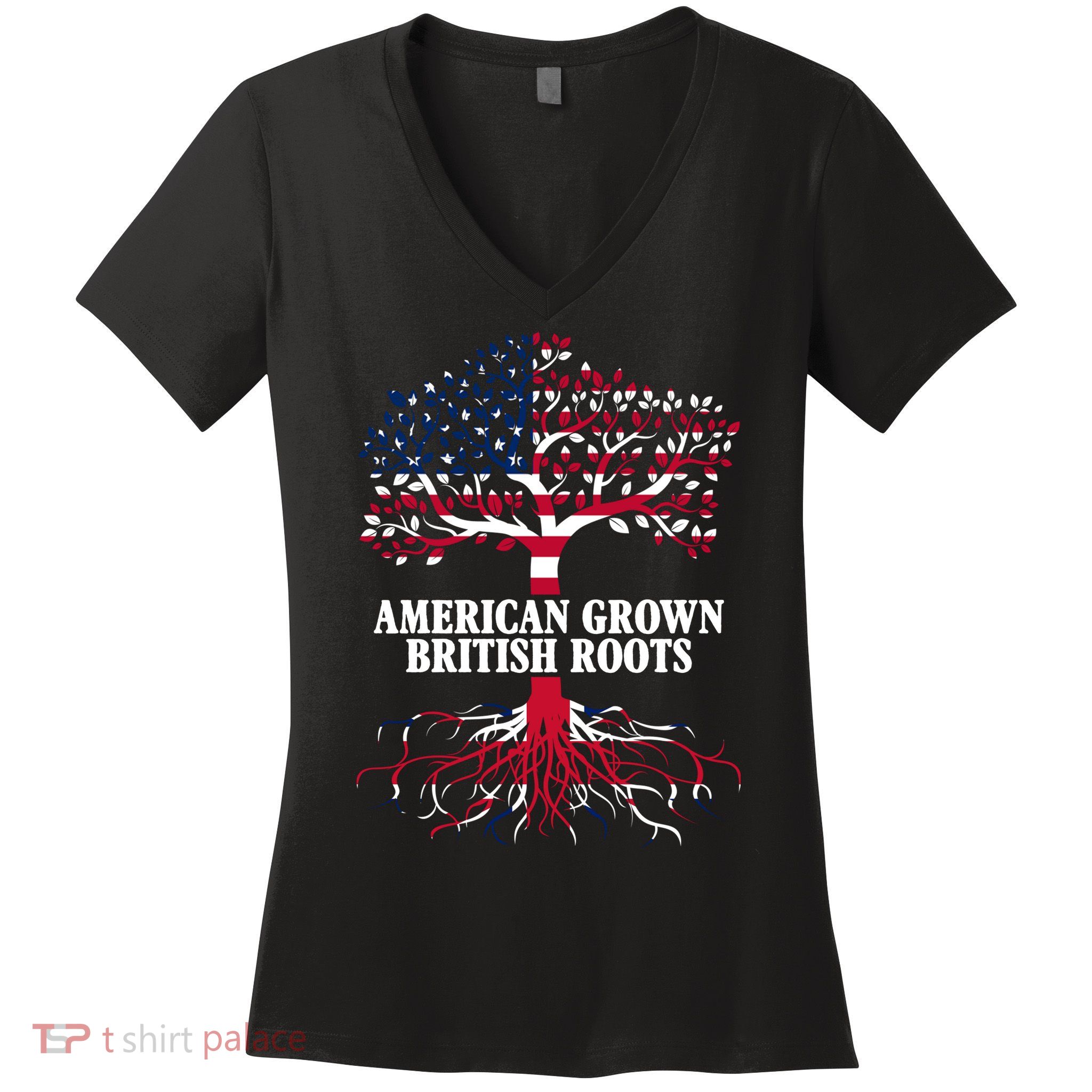American Grown British Roots Women's V-Neck T-Shirt