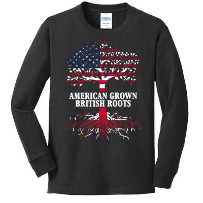 American Grown British Roots Kids Long Sleeve Shirt