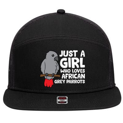 African Grey Bird Just A Who Loves African Grey Parrots Gift 7 Panel Mesh Trucker Snapback Hat