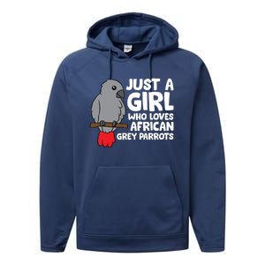 African Grey Bird Just A Who Loves African Grey Parrots Gift Performance Fleece Hoodie