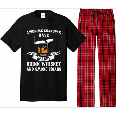 Awesome Grandpa's Beards Whiskey And Cigars Cigars Meaningful Gift Pajama Set