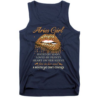 Aries Girl Birthday Gifts Funny Leopard Sexy Lip Tank Top