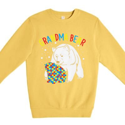 Autism Grandma Bear! Autism Awareness Gift Premium Crewneck Sweatshirt