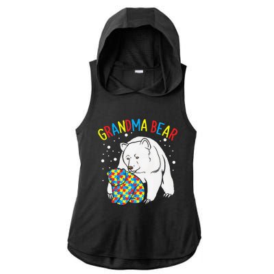 Autism Grandma Bear! Autism Awareness Gift Ladies PosiCharge Tri-Blend Wicking Draft Hoodie Tank