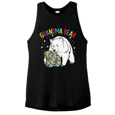 Autism Grandma Bear! Autism Awareness Gift Ladies PosiCharge Tri-Blend Wicking Tank