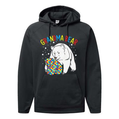 Autism Grandma Bear! Autism Awareness Gift Performance Fleece Hoodie