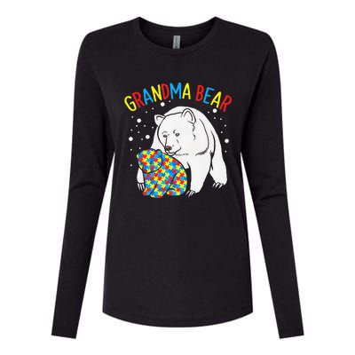 Autism Grandma Bear! Autism Awareness Gift Womens Cotton Relaxed Long Sleeve T-Shirt