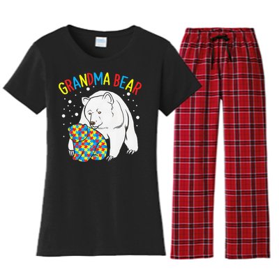 Autism Grandma Bear! Autism Awareness Gift Women's Flannel Pajama Set