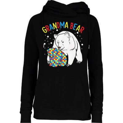 Autism Grandma Bear! Autism Awareness Gift Womens Funnel Neck Pullover Hood