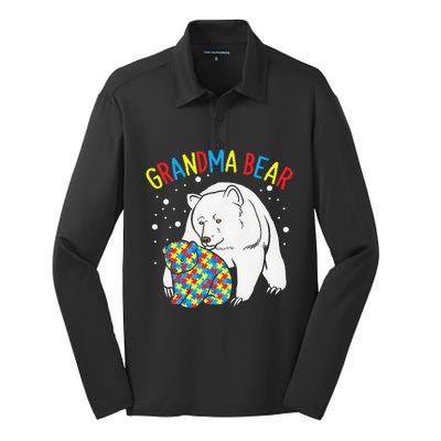 Autism Grandma Bear! Autism Awareness Gift Silk Touch Performance Long Sleeve Polo