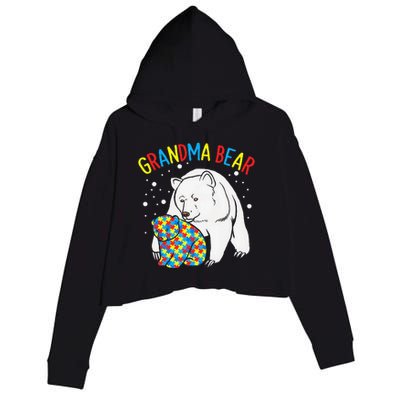 Autism Grandma Bear! Autism Awareness Gift Crop Fleece Hoodie