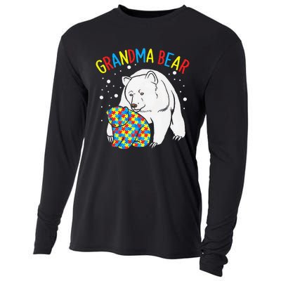 Autism Grandma Bear! Autism Awareness Gift Cooling Performance Long Sleeve Crew