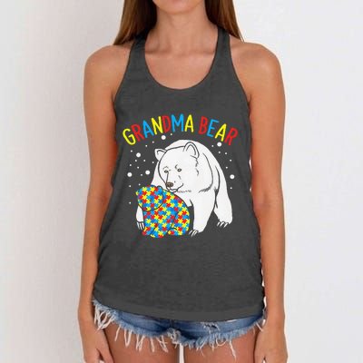 Autism Grandma Bear! Autism Awareness Gift Women's Knotted Racerback Tank