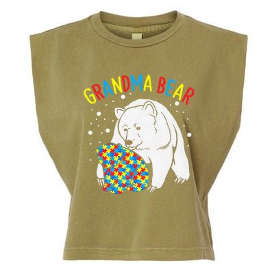 Autism Grandma Bear! Autism Awareness Gift Garment-Dyed Women's Muscle Tee