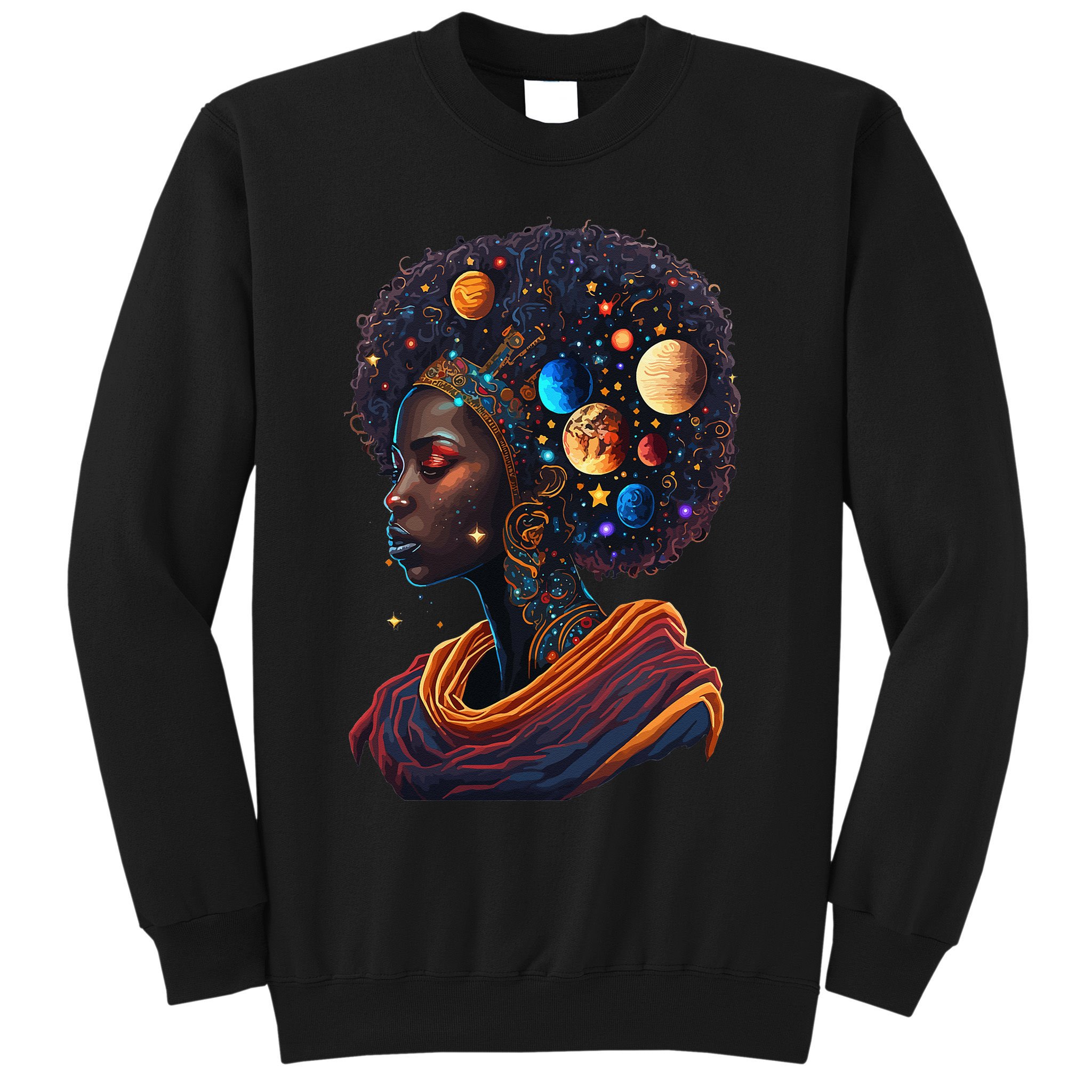 Afro Galactic Beauty Queen Pride Woman Space Black History Sweatshirt