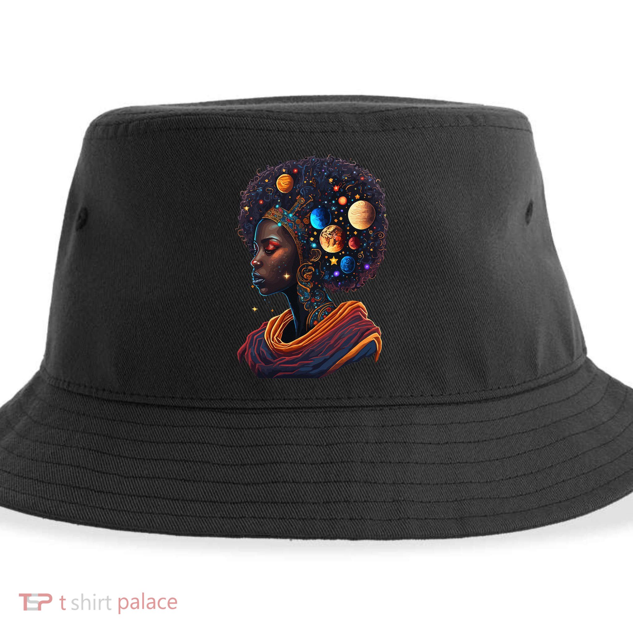 Afro Galactic Beauty Queen Pride Woman Space Black History Sustainable Bucket Hat