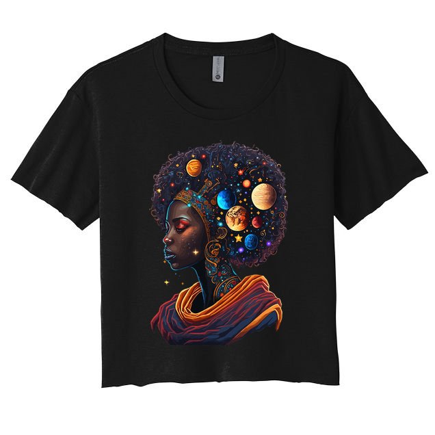 Afro Galactic Beauty Queen Pride Woman Space Black History Crop Top