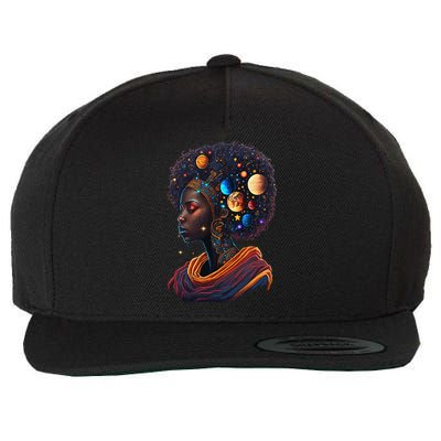 Afro Galactic Beauty Queen Pride Woman Space Black History Wool Snapback Cap