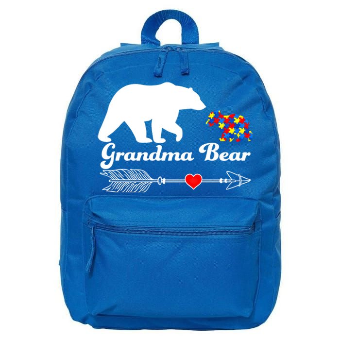 Autism Grandma Bear Autism Awareness Day Autistic Support Great Gift 16 in Basic Backpack