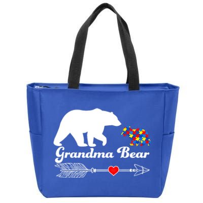 Autism Grandma Bear Autism Awareness Day Autistic Support Great Gift Zip Tote Bag