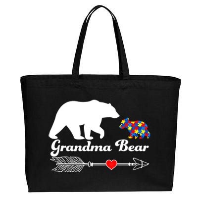 Autism Grandma Bear Autism Awareness Day Autistic Support Great Gift Cotton Canvas Jumbo Tote