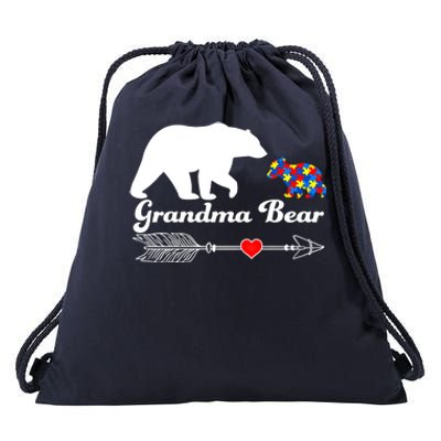 Autism Grandma Bear Autism Awareness Day Autistic Support Great Gift Drawstring Bag