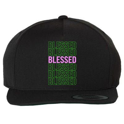 And Green Blessed & Green Color Graphic Wool Snapback Cap