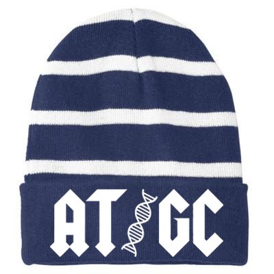 At Gc Biology Dna Strand Double Helix Teacher Pupil Student Striped Beanie with Solid Band