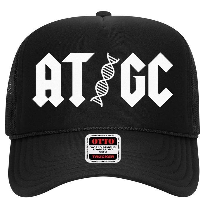 AT GC Biology DNA Strand Double Helix Teacher Pupil Student High Crown Mesh Back Trucker Hat