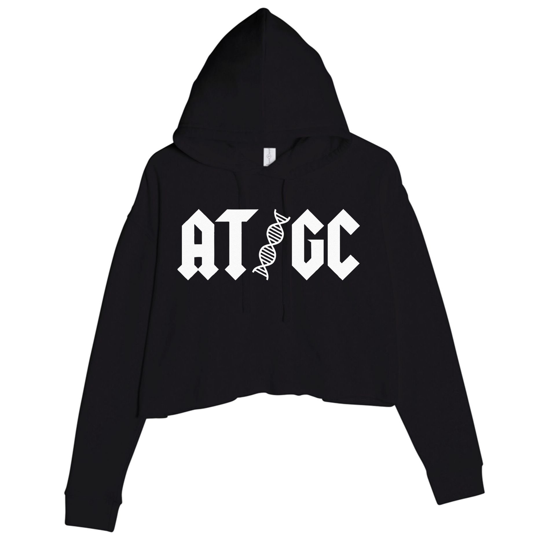 AT GC Biology DNA Strand Double Helix Teacher Pupil Student Crop Fleece Hoodie