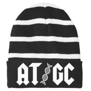 AT GC Biology DNA Strand Double Helix Teacher Pupil Student Striped Beanie with Solid Band