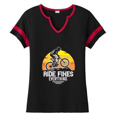 A Good Bike Ride Fixes Everything Mountain Biking Ladies Halftime Notch Neck Tee