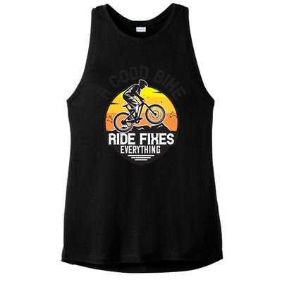 A Good Bike Ride Fixes Everything Mountain Biking Ladies PosiCharge Tri-Blend Wicking Tank