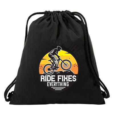 A Good Bike Ride Fixes Everything Mountain Biking Drawstring Bag