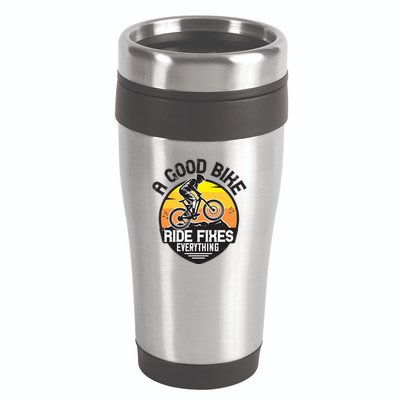 A Good Bike Ride Fixes Everything Mountain Biking 16oz Travel Tumbler