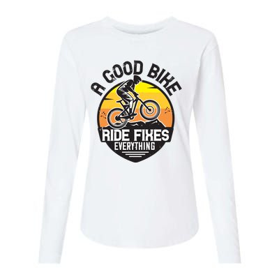 A Good Bike Ride Fixes Everything Mountain Biking Womens Cotton Relaxed Long Sleeve T-Shirt