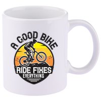 A Good Bike Ride Fixes Everything Mountain Biking 11oz C Handle Ceramic Mug