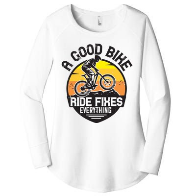 A Good Bike Ride Fixes Everything Mountain Biking Women's Perfect Tri Tunic Long Sleeve Shirt