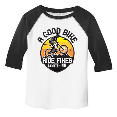 A Good Bike Ride Fixes Everything Mountain Biking Toddler Fine Jersey T-Shirt