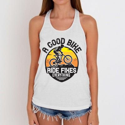 A Good Bike Ride Fixes Everything Mountain Biking Women's Knotted Racerback Tank