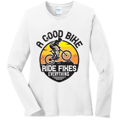 A Good Bike Ride Fixes Everything Mountain Biking Ladies Long Sleeve Shirt