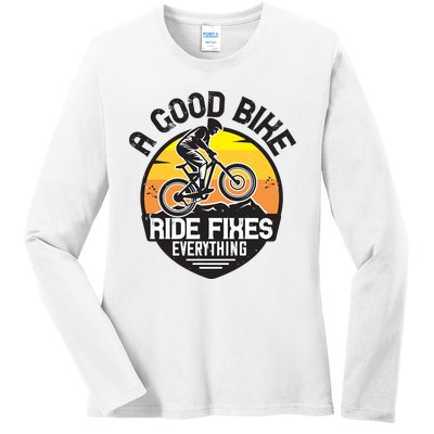 A Good Bike Ride Fixes Everything Mountain Biking Ladies Long Sleeve Shirt