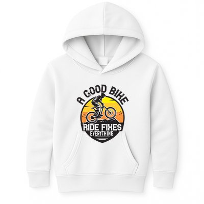 A Good Bike Ride Fixes Everything Mountain Biking Kids Hoodie