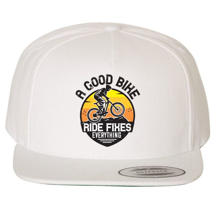 A Good Bike Ride Fixes Everything Mountain Biking Wool Snapback Cap