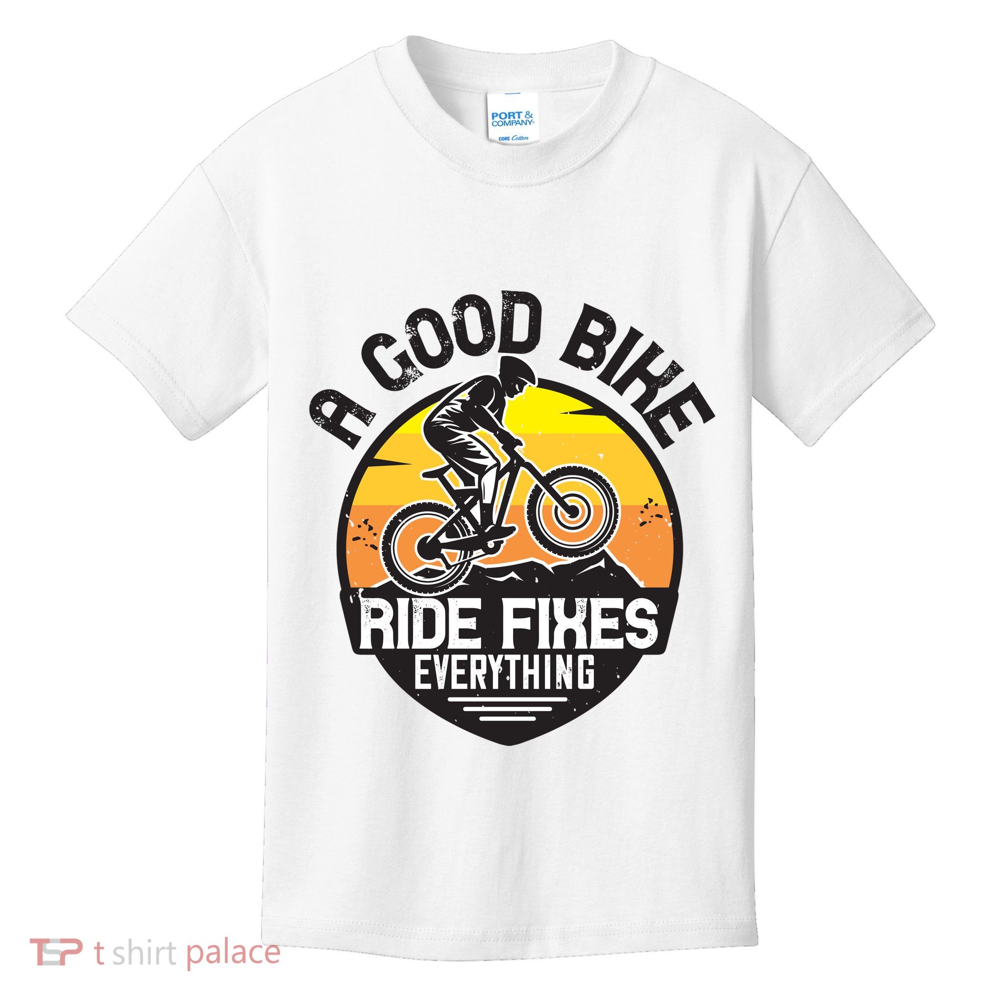 A Good Bike Ride Fixes Everything Mountain Biking Kids T-Shirt